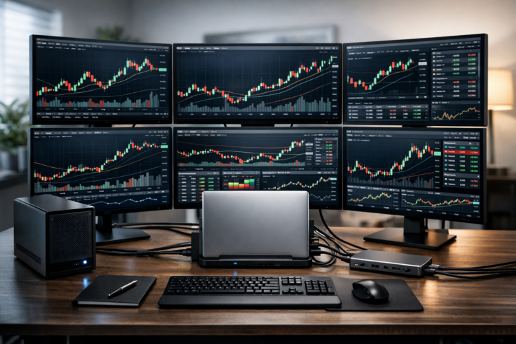 Best Laptops for Day Traders Using 4–6 Monitors in 2026: eGPU vs Docking, DisplayPort Bandwidth & Market-Open Stability