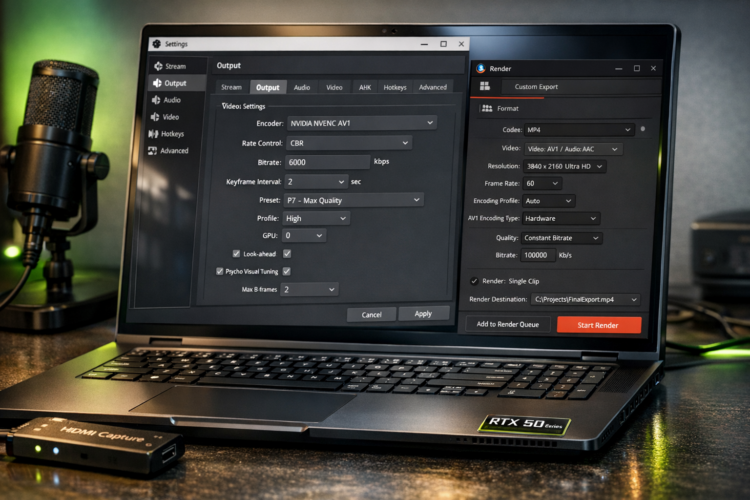 How to Enable & Troubleshoot RTX 50-Series (Blackwell) Hardware Encoding on Laptops (2026): AV1 Quality, OBS/DaVinci Settings, Driver Fixes